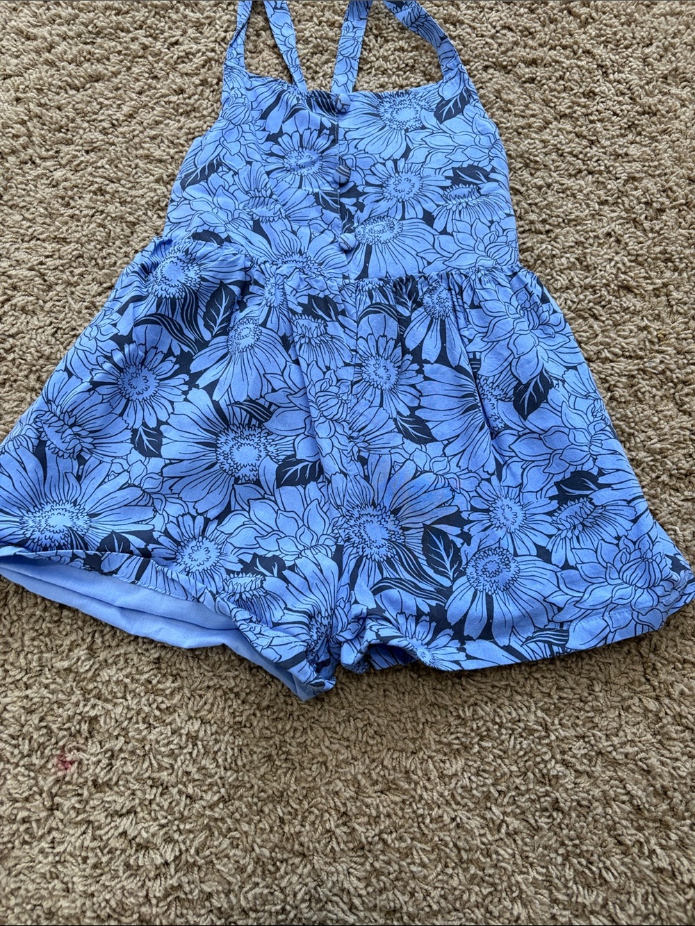 Haute Hippie Light Blue Floral Sleeveless Romper - Picture 4 of 5